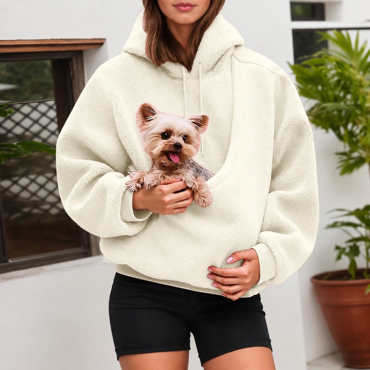 🐾 Cozy Pet Carrier Fleece Hoodie – Warm, Soft & Hands-Free