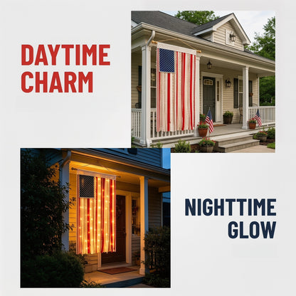 🎉60% OFF 250th Anniversary Sale 🎉4 x 2.3 Ft Lighted Rag American Flag Banner