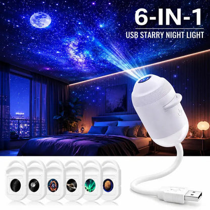 🎁Hot Sale 50% OFF🔥USB Star Projector Lamp, Galaxy Projection & Bedside Night Light🌌