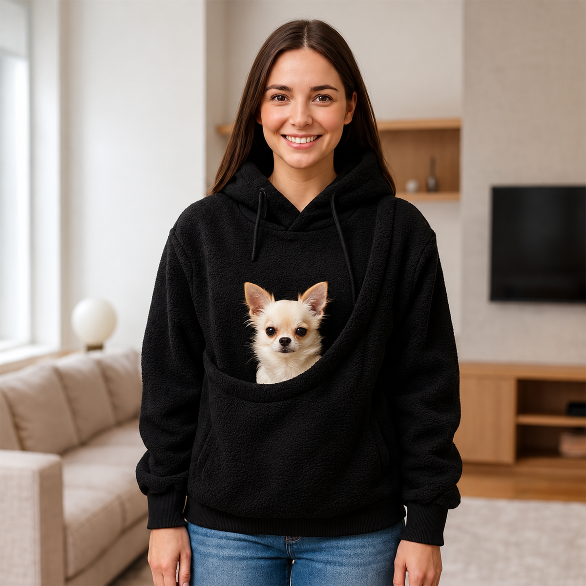 🐾 Cozy Pet Carrier Fleece Hoodie – Warm, Soft & Hands-Free