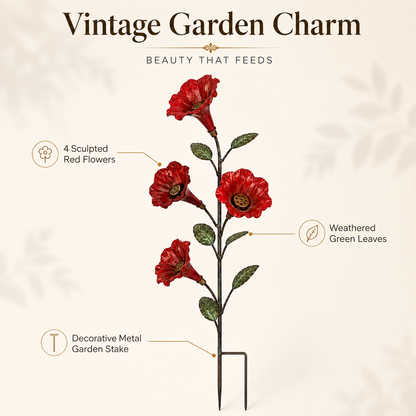 🔥50% OFF TODAY🎁Vintage 4-Flower Hummingbird Feeder Garden Stake