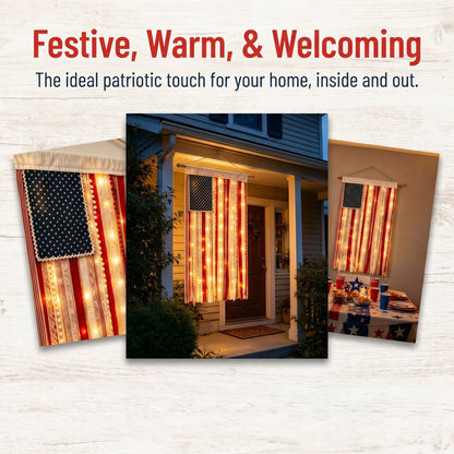 🎉60% OFF 250th Anniversary Sale 🎉4 x 2.3 Ft Lighted Rag American Flag Banner