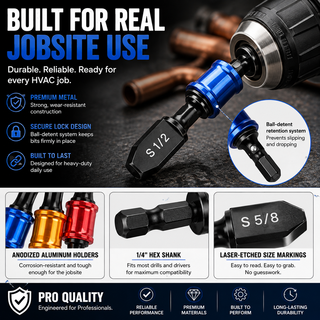 ⚡ 6-Size Copper Pipe Swaging Drill Bit Set – Quick-Change HVAC Tube Expander Tool