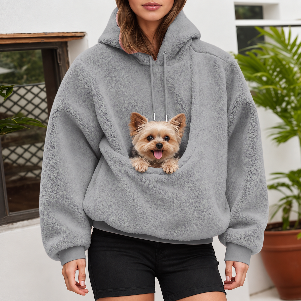 🐾 Cozy Pet Carrier Fleece Hoodie – Warm, Soft & Hands-Free