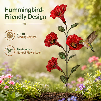 🔥50% OFF TODAY🎁Vintage 4-Flower Hummingbird Feeder Garden Stake