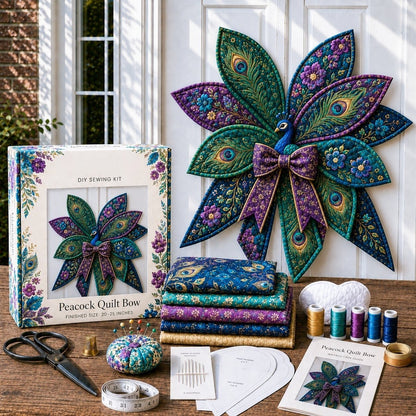 🔥HOT SALE 50% OFF 🎀 Beginner-Friendly Oversized Quilted Bow Sewing Kit | Coordinated Printed Fabrics, Batting, Pre-Designed Templates & Complete Supplies for a Full 23–25 in 3D Statement Bow ✨