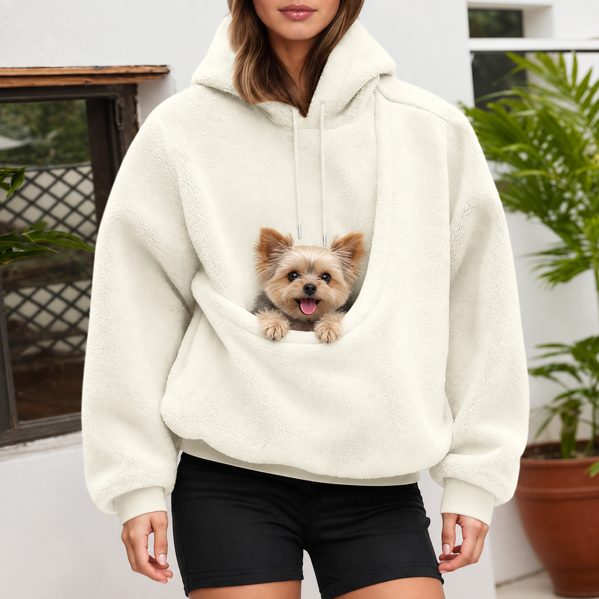 🐾 Cozy Pet Carrier Fleece Hoodie – Warm, Soft & Hands-Free