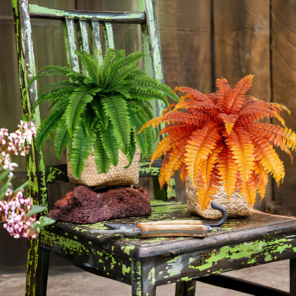 🌿 UV Resistant Lifelike Artificial Boston Fern – Realistic Outdoor & Indoor Greenery Decor