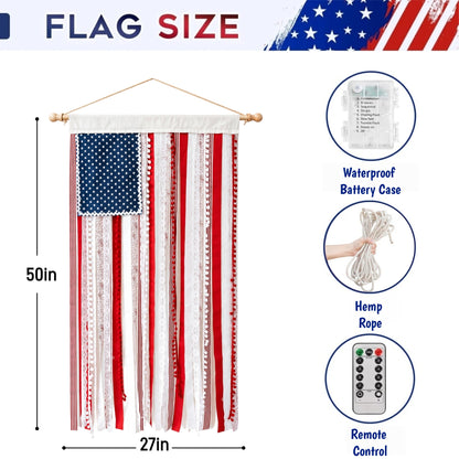 🎉60% OFF 250th Anniversary Sale 🎉4 x 2.3 Ft Lighted Rag American Flag Banner