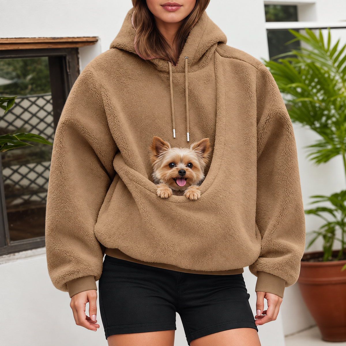 🐾 Cozy Pet Carrier Fleece Hoodie – Warm, Soft & Hands-Free