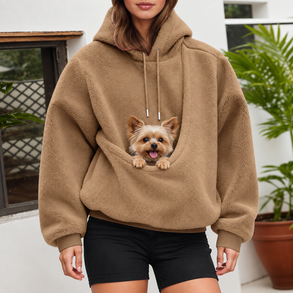 🐾 Cozy Pet Carrier Fleece Hoodie – Warm, Soft & Hands-Free