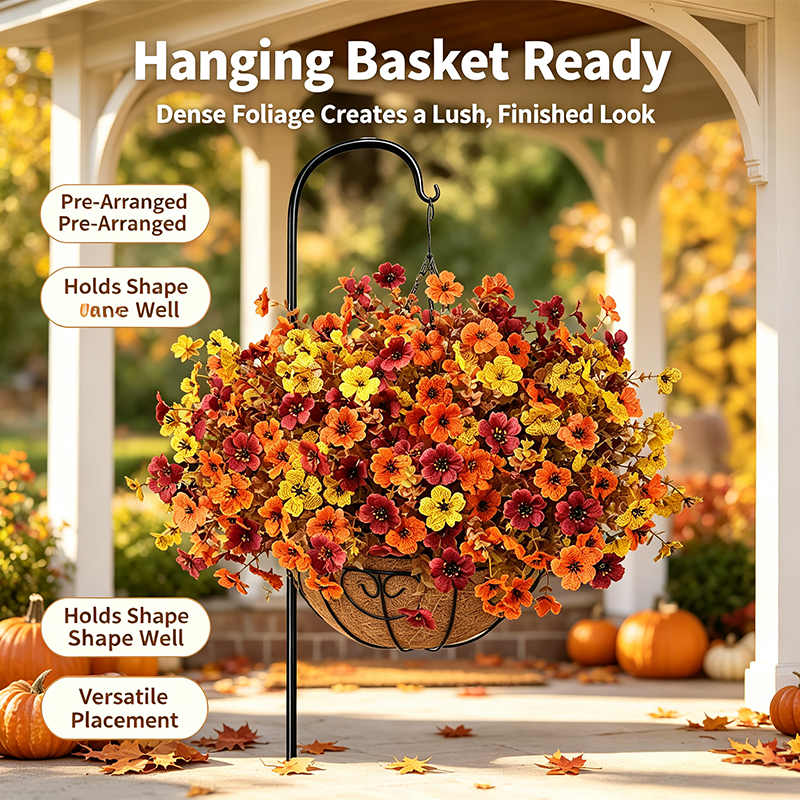 🍂Fall Artificial Flower Halloween 12pcs, UV Resistant Colorful Fake Flower🍂