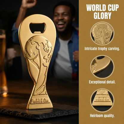 🏆 Limited Edition Soccer Trophy Crystal Glass Gift Set with Gold Bottle Opener