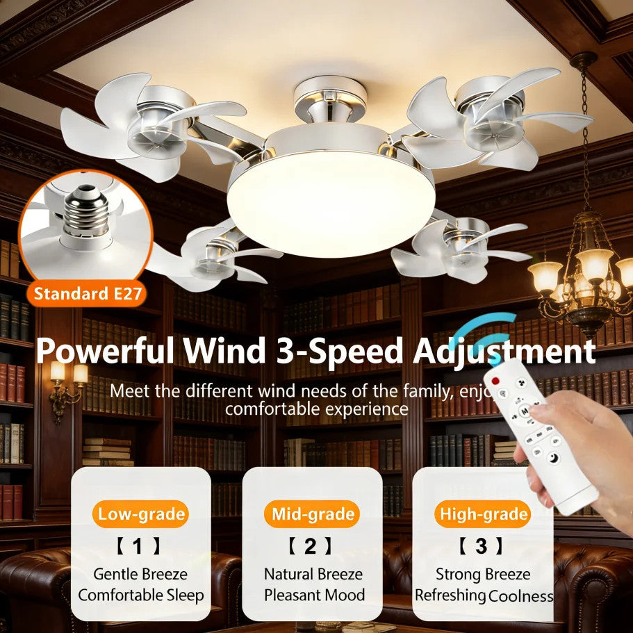 2-in-1 E27 Ceiling Fan Light with Remote Control