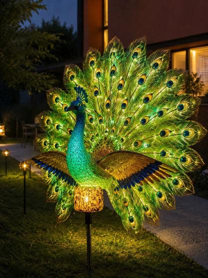 🦚Solar Peacock Garden Sculpture – Lifelike Color Glowing Outdoor Yard Landscape Ornament