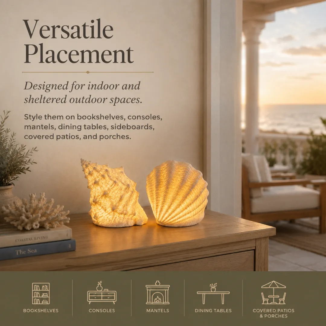 Coastal Afterglow Shell & Conch Light Set