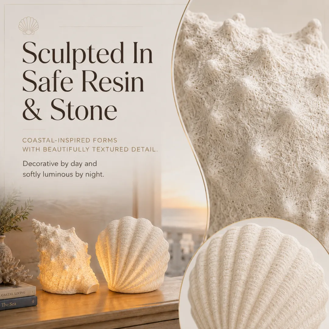 Coastal Afterglow Shell & Conch Light Set