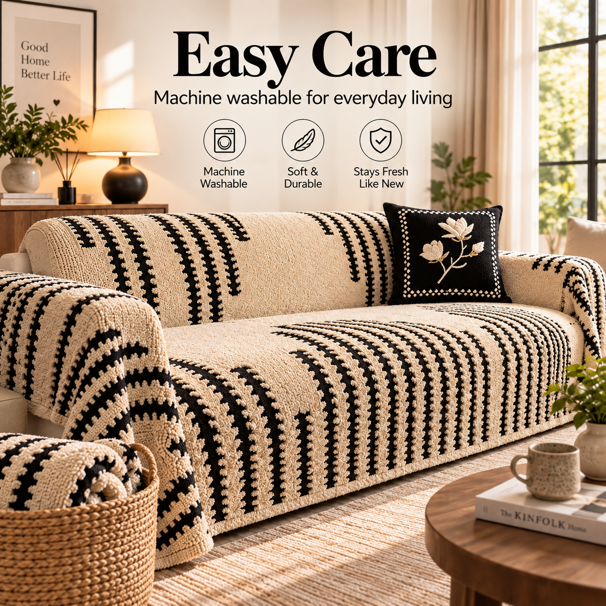 🛋️ Soft Chenille Sofa Cover – Pet-Friendly Full Coverage Couch Throw