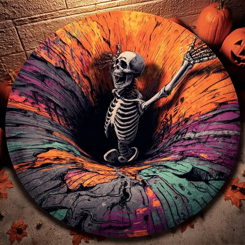 🔥 TODAY 50% OFF🎃3D Skeleton Vortex Quilted Round Halloween Rug