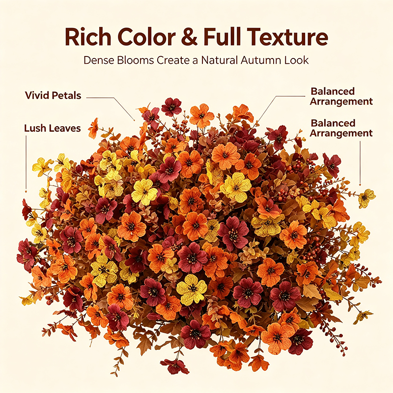 🎁55% OFF Today⏰Fall Artificial Flower Halloween 12pcs, UV Resistant Colorful Fake Flower🍂