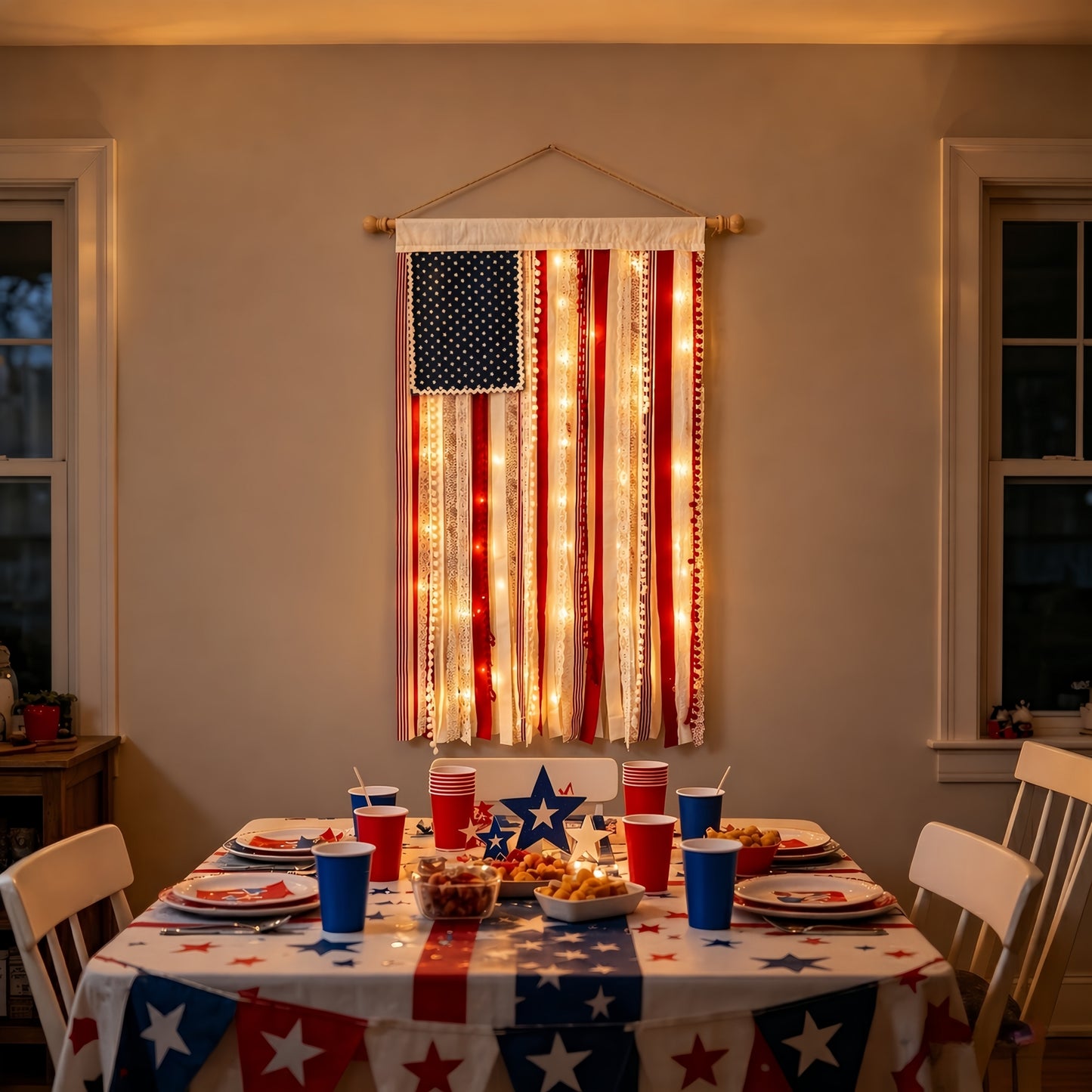 🎉60% OFF 250th Anniversary Sale 🎉4 x 2.3 Ft Lighted Rag American Flag Banner