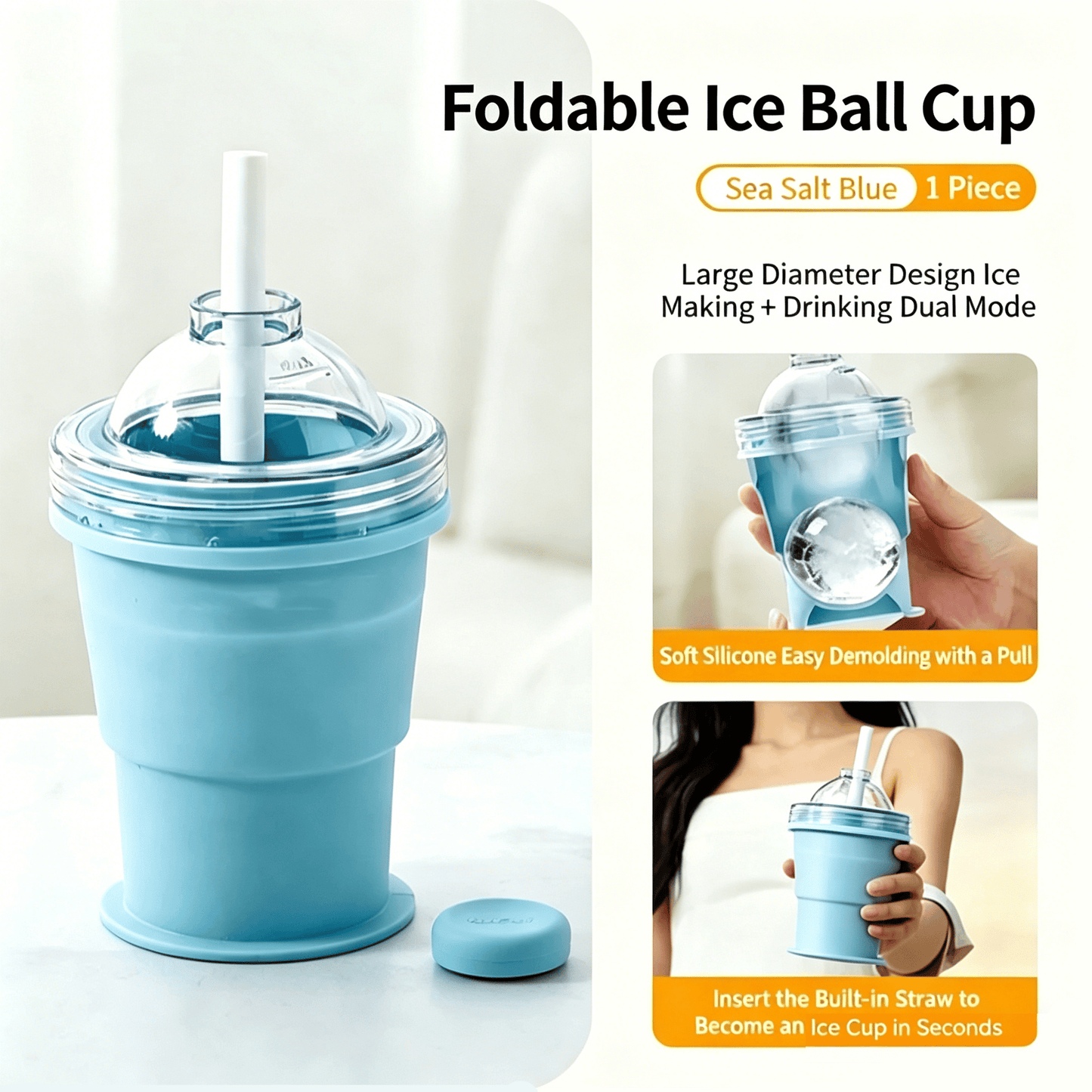 🧊55% OFF TODAY🥤 Foldable Ice Cup with Built-In Ice Ball Mold