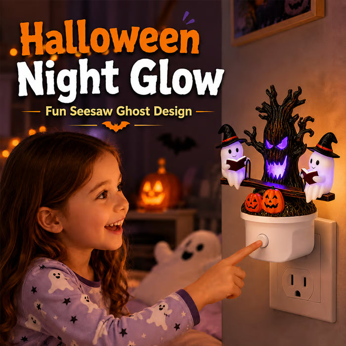 👻 Animated Seesaw Ghost Night Light Spooky-cute Halloween décor with glowing motion — perfect for cozy seasonal ambiance 🎃✨
