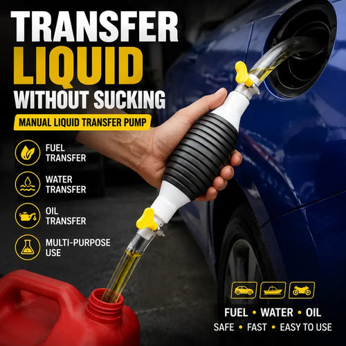 ⛽Manual Siphon Pump Kit with 1M Hose,Valve, Rubber Pump Bulb & 2 Hose Clamps, Liquid Transfer Pump for Fuel Water Oil, Car Boat Motorcycle