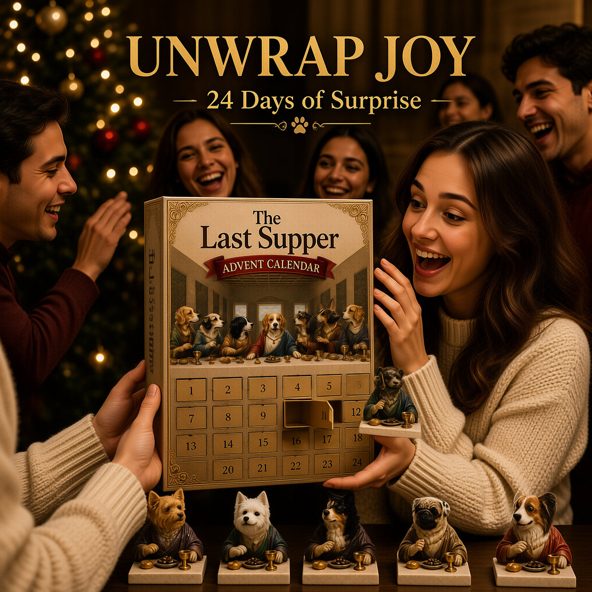 🐶🎁The Last Supper Dog Advent Calendar – 24-Day Christmas Countdown & Festive Collectibles
