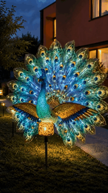 🦚Solar Peacock Garden Sculpture – Lifelike Color Glowing Outdoor Yard Landscape Ornament