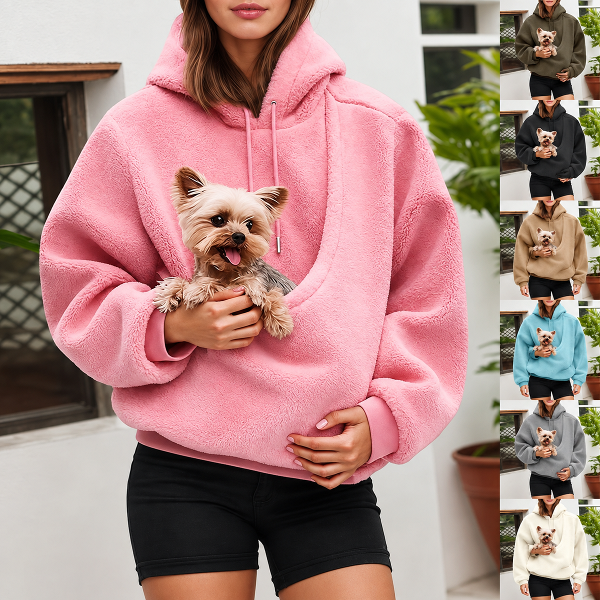 🐾 Cozy Pet Carrier Fleece Hoodie – Warm, Soft & Hands-Free