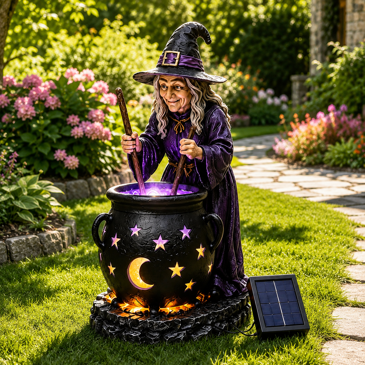 ⚡50% OFF TODAY🧙‍♀️Halloween Witch Glowing Cauldron Solar Light