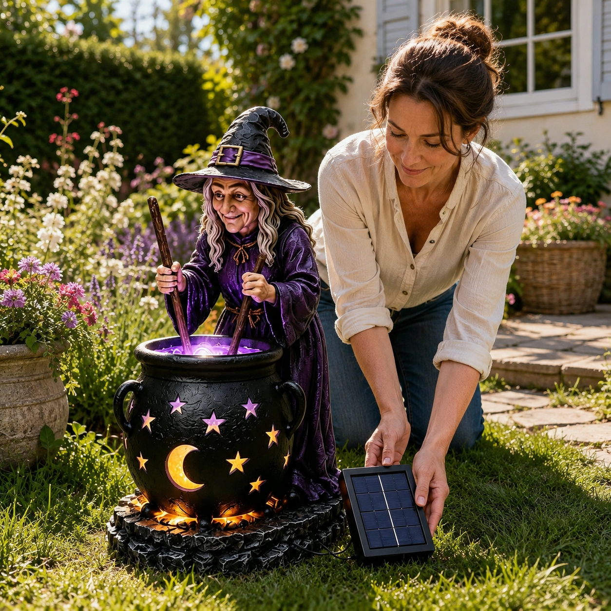 ⚡50% OFF TODAY🧙‍♀️Halloween Witch Glowing Cauldron Solar Light