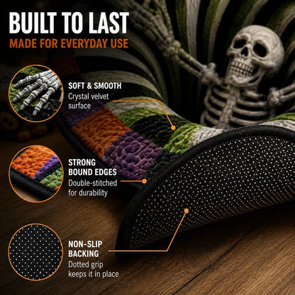 🔥Last Day Promotion🎃3D Skeleton Vortex Quilted Round Halloween Rug