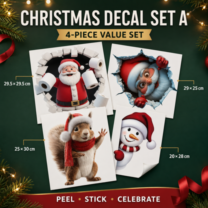 🎅 3D Santa Christmas Wall Decal | Festive Holiday Decor