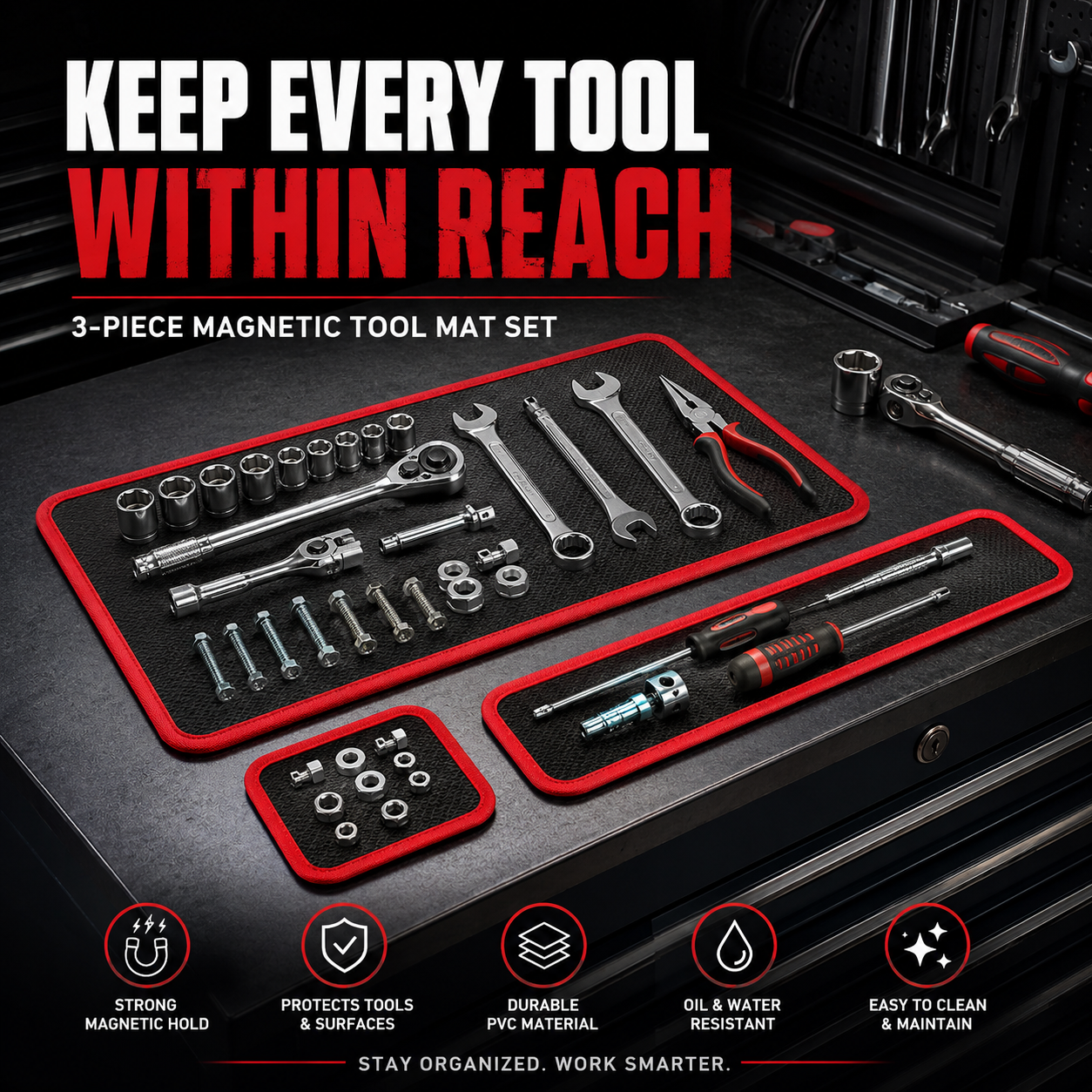 🔥HOT SALE 50% OFF🔧 Magnetic Tool Mat – Keep Screws Sockets & Tools Locked in Place