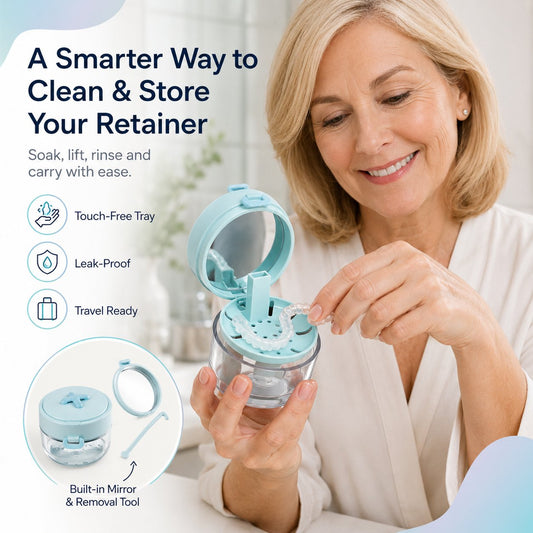 🔥HOT SALE🏆100K+ SOLD! 💧Portable Retainer and Denture Cleaning Case with Magnetic Lifting Tray
