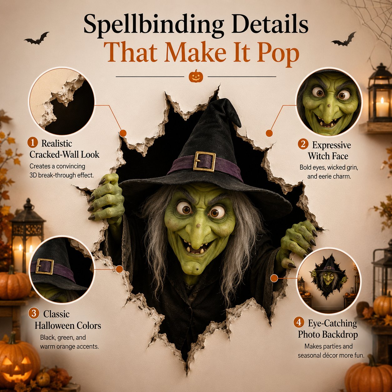 🎃 Halloween 3D Break-In Wall Decals – Realistic Spooky Wall & Window Stickers (Easy Peel & Stick)