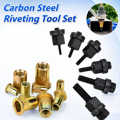🔩 Heavy-Duty Rivet Nut Tool Kit – M3-M8 Carbon Steel Rivnut Set for DIY & Metalworking 🛠️