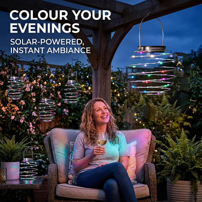 4-Pack Outdoor Solar Pendant Lights ✨🌙 Elegant Solar Hanging Lights for Gardens, Patios & Outdoor Spaces 🌿