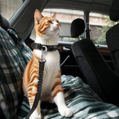 Pet Dog & Cat Seat Belts for Cars, Adjustable Safety Leash/Harness Compatible with Vehicle Headrests