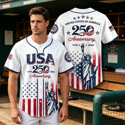 🔥HOT SALE 55% OFF👕USA 250th Anniversary Patriotic Baseball Jersey 1776–2026 4th of July Shirt