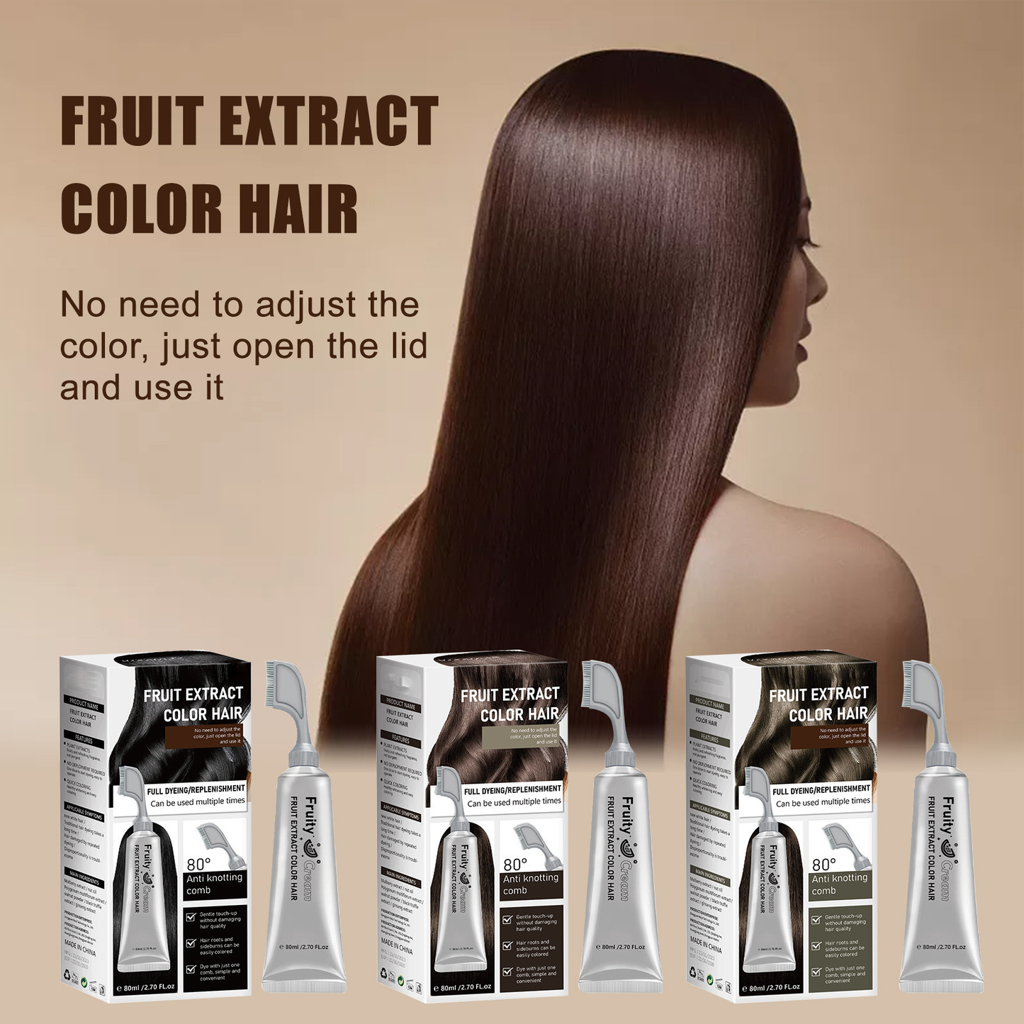 🔥HOT SALE 55% OFF🔥Fruit Comb Hair Dye Cream - In Hair DyeCream for Gray Coverage -Natural Black & Dark Brown