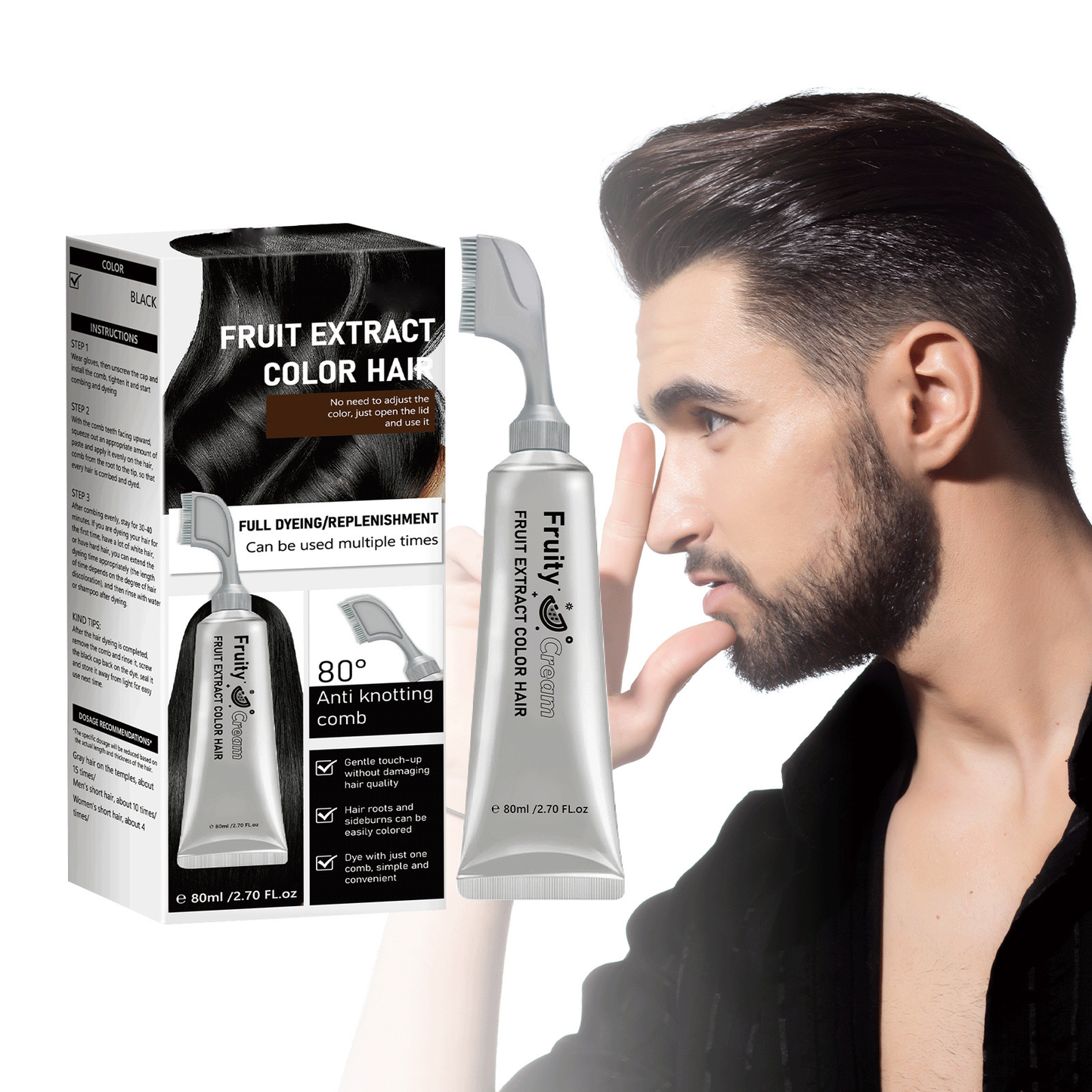 🔥HOT SALE 55% OFF🔥Fruit Comb Hair Dye Cream - In Hair DyeCream for Gray Coverage -Natural Black & Dark Brown