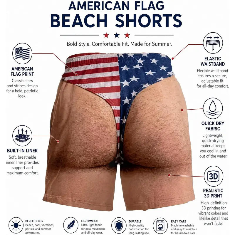 🎁Funny Patriotic Men Swim Trunks