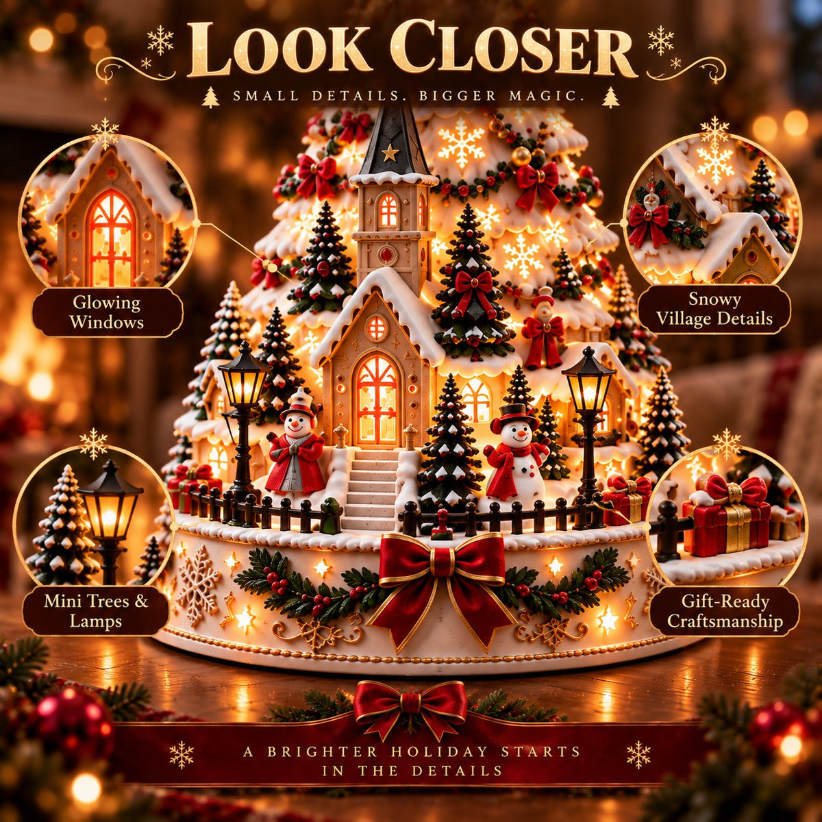 🔥HOT SALE🔥🏆 60,000+ Sold🎄Christmas Village Projection Centerpiece – 4 Themed Villages