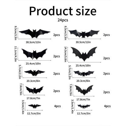 🦇 LED 3D Glowing Bat Wall Sticker Set Halloween Spooky Ambiance Decoration 🏷️