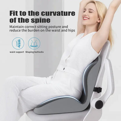🔥HOT SALE 55% OFF💺Ergonomic Memory Foam Seat Cushion with Lumbar & Back Support, Relieves Back Pain, Reduces Pressure