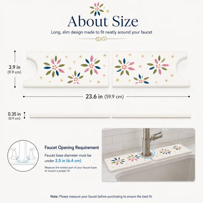 Floral Diatomite Sink Drying Mat