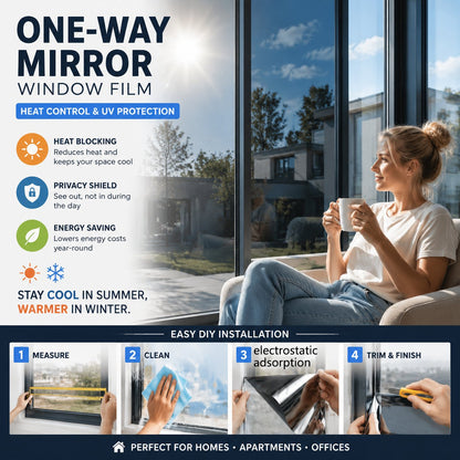 🔥50% OFF TODAY☀️One-Way Mirror Window Film – Heat Control & UV Protection